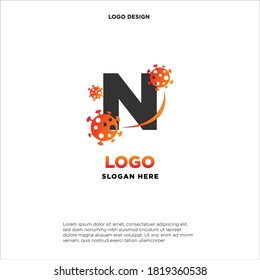Covid-19 corona virus logo, symbol, icon color logo, initial letter N virus logo design vector template