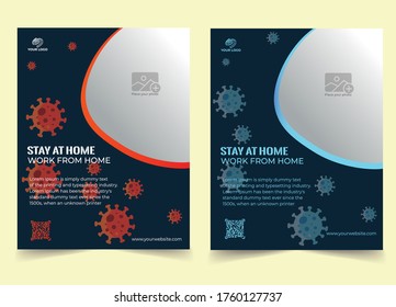 Covid-19, Corona Virus Printable Flyer Template,two colors scheme A4 flyer design template