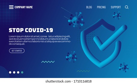 Covid-19 corona virus protection concept. 3d flow shape creative design set. Dynamic liquid color wave backgrounds. Templates set for brochures, posters, banners, flyers and cards. Vector illustration