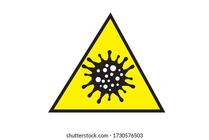 Covid-19 ( Corona virus ) shape on yellow triangle 