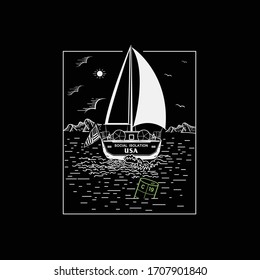 covid-19 corona virus social isolation america sailboat t shirts vector arts background template designs