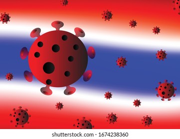Covid19 or corona virus spread or outbreak with Thailand flag background