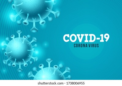 Covid-19 corona virus vector background. Covid-19 coronavirus text in blue background with covid19 ncov icons. Vector illustration.
