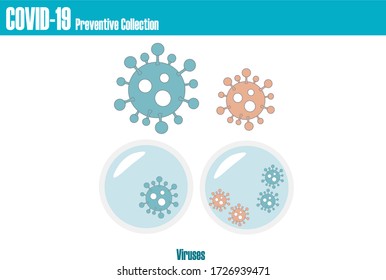 COVID-19 Or Corona Virus Vector Collection.Corona Virus Covid 19 .Antivirus  Infections Spread By Airborne Transmission