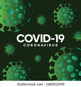 COVID-19 corona virus vector concept colorful linear frame or illustration on dark background