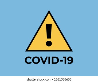 Covid-19 (Corona Virus) warning sign, yellow blue health and medicine graphic template