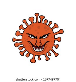 Covid-19 Corona Viruses Monster face Demon Character Design Vector