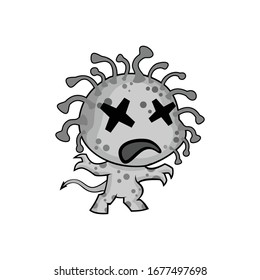 Covid-19 Corona Viruses Weak Monster Mascot Character Design Vector