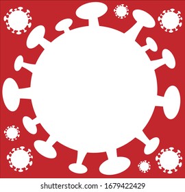 Covid-19 coronavirus 2019-ncov concept  frame and vector image.Covid-19 coronavirus 2019-ncov drawing on white copy space frame background template.