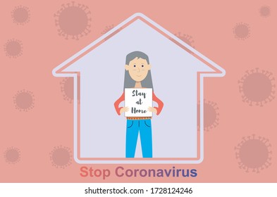 Covid-19 or coronavirus 2019-ncov with disease cells. Covid-19 corona virus outbreaking and pandemic medical health risk concept. Just stay home to avoid the virus.