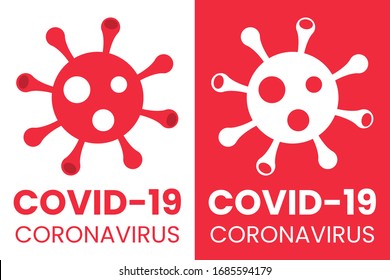 Covid-19 (Coronavirus or 2019-ncov) logo or icon premium vector EPS10. Coronavirus in red and white with flat style design. Can be use for illustration, news, education.