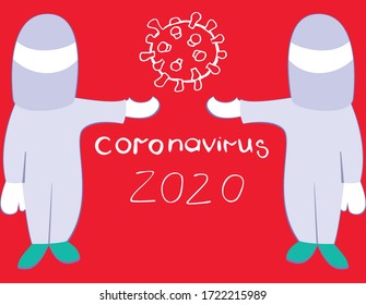 COVID-19. Coronavirus 2020. Doctors in protective suits save people from the virus