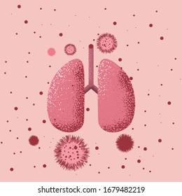 COVID-19 Coronavirus attacks human lungs. Vector illustration