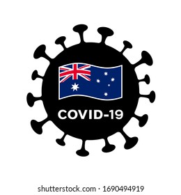 Covid-19 e bandeira da Austrália. Ilustração vetorial