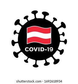 COVID-19 coronavirus and Austria flag. Vector illustration