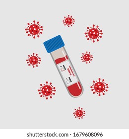 Covid-19 Coronavirus. Blood test with blood sample for COVID-19 test positive and negative result. Vector illustration.

 