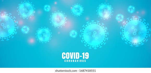 covid-19 coronavirus blue banner with virus spread