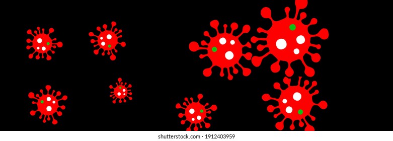 Covid-19 Coronavirus Bright Horizontal Sick Background. Pandemic Green Healthcare Creepy Epidemic Black Virus Illustration. Danger Sign White Science Vibrant Medicine Quarantine Red Test Wallpaper.