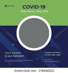 Covid-19 or Coronavirus campaign social media post banner design.