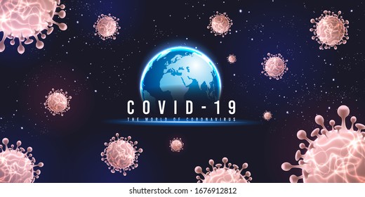 Covid-19 Coronavirus concept attack the world. dangerous virus vector illustration, World Health organization WHO introduced new official name for Coronavirus disease named COVID-19