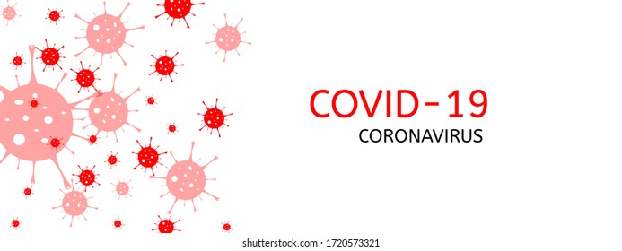 Covid-19 Coronavirus concept Inscription background. White background virus. Coronavirus red symbol and icon vector illustration.