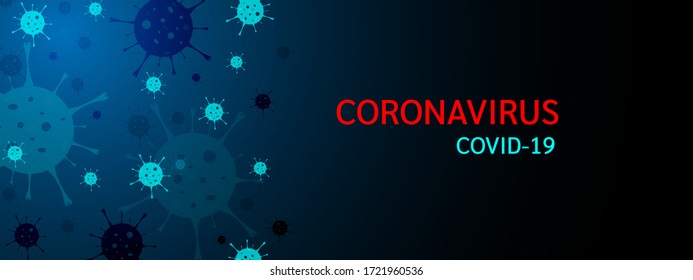  Covid-19 Coronavirus Concept Inscription Background. Dark Background Virus. Coronavirus Symbol And Icon Vector Illustration.