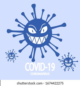 Covid-19 Coronavirus concept inscription typography design logo. World Health organization WHO introduced new official name for Coronavirus disease named COVID-19, dangerous virus vector illustration