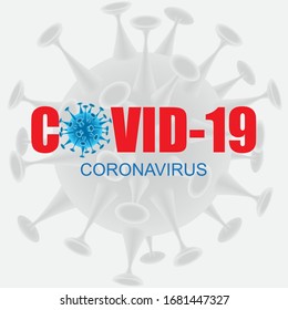 Covid-19 Coronavirus concept inscription typography design logo. World Health organization WHO introduced new official name for Coronavirus disease named COVID-19, dangerous virus vector illustration