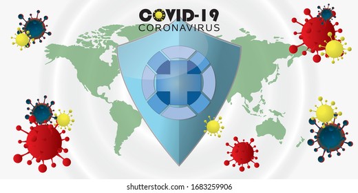 Covid-19 Coronavirus concept inscription typography design logo.  Coronavirus disease named COVID-19, dangerous virus vector illustration.