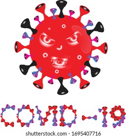 Covid-19 Coronavirus concept inscription typography design logo. World Health organization WHO introduced new official name for Coronavirus disease named COVID-19, dangerous virus vector illustration