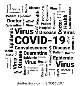 Covid-19 Coronavirus concept inscription typography design. World Health organization WHO introduced new official name for Coronavirus disease named COVID-19, dangerous virus vector illustration