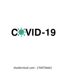 Covid-19 Coronavirus concept inscription typography design logo. Virus vector illustration. 