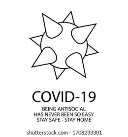 Covid-19 Coronavirus concept inscription typography design logo. Dangerous virus vector illustration. Pandemic risk background vector illustration