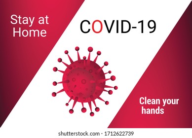 Covid-19 Coronavirus concept inscription typography design logo. World Health organization WHO introduced new official name for Coronavirus disease named COVID-19, dangerous virus vector illustration