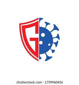 Covid-19 Coronavirus concept inscription typography G letter logo design.