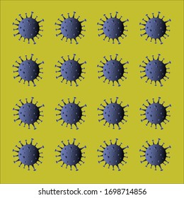 Covid-19 Coronavirus concept texture. Dangerous virus vector illustration. Coronavirus Bacteria Cell Icon