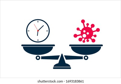 Covid-19 Coronavirus concept. Time will solve everything with the virus disease , dangerous virus from Wuhan, China. vector illustration