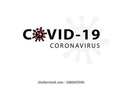 COVID-19 Coronavirus concept typography logo. Sign and Symbol pandemic vector illustration. World Health Organization WHO. Novel coronavirus outbreak.