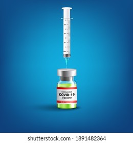 Covid-19 Coronavirus concept. vaccine vial and syringe