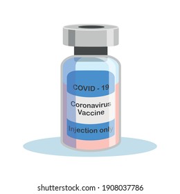 Covid-19 Coronavirus concept. vaccine vial and syringe. pandemic covid-19 outbreak. isolated icon. flat illustration