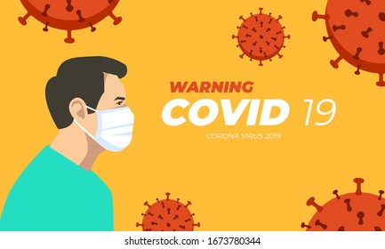 Covid-19 Coronavirus concept vector illustration design . World Health organization WHO introduced new official name for Coronavirus disease named COVID-19, dangerous virus vector illustration
