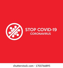 Covid-19 Coronavirus with cross band typography design logo. A virus in a ban sign Illustration