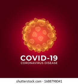 Covid-19 (Coronavirus disease or 2019-ncov) logo or icon vector EPS10. 3D glowing Coronavirus in redbackground design. Can be use for illustration, news, education.