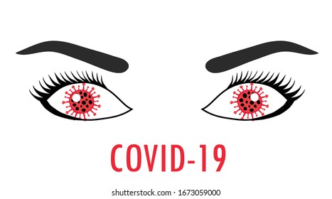 COVID-19 coronavirus disease red eyes   vector illustration. COVID-19 design concept