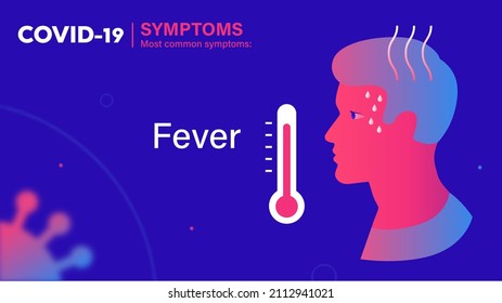Covid-19 coronavirus disease symptoms infographic poster. Fever. 