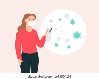 COVID-19 Coronavirus disinfect, clean and kill virus pathogen prevent outbreak spreading concept