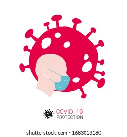 Covid-19. Coronavirus editable vector banner. Self protection concept.