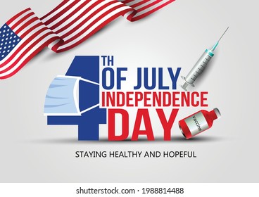 covid-19 coronavirus fourth of july independence day of the usa concept. vector illustration design	