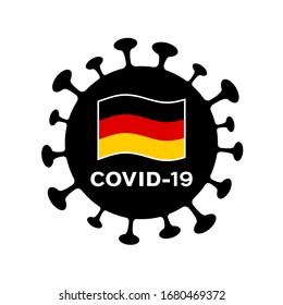 COVID-19 Coronavirus und die Flagge Deutschlands. Vektorillustration