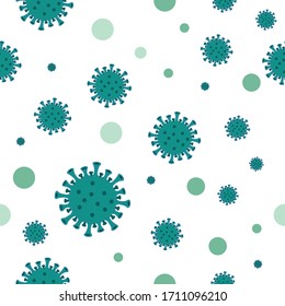 Covid-19 Coronavirus green bacteria illustration seamless pattern on white background 